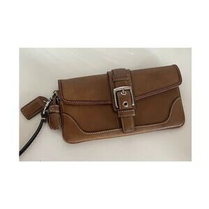 Y2K Coach Saddle Leather in Chesnut Brown Wristlet Tassell Wallet Mini Bag